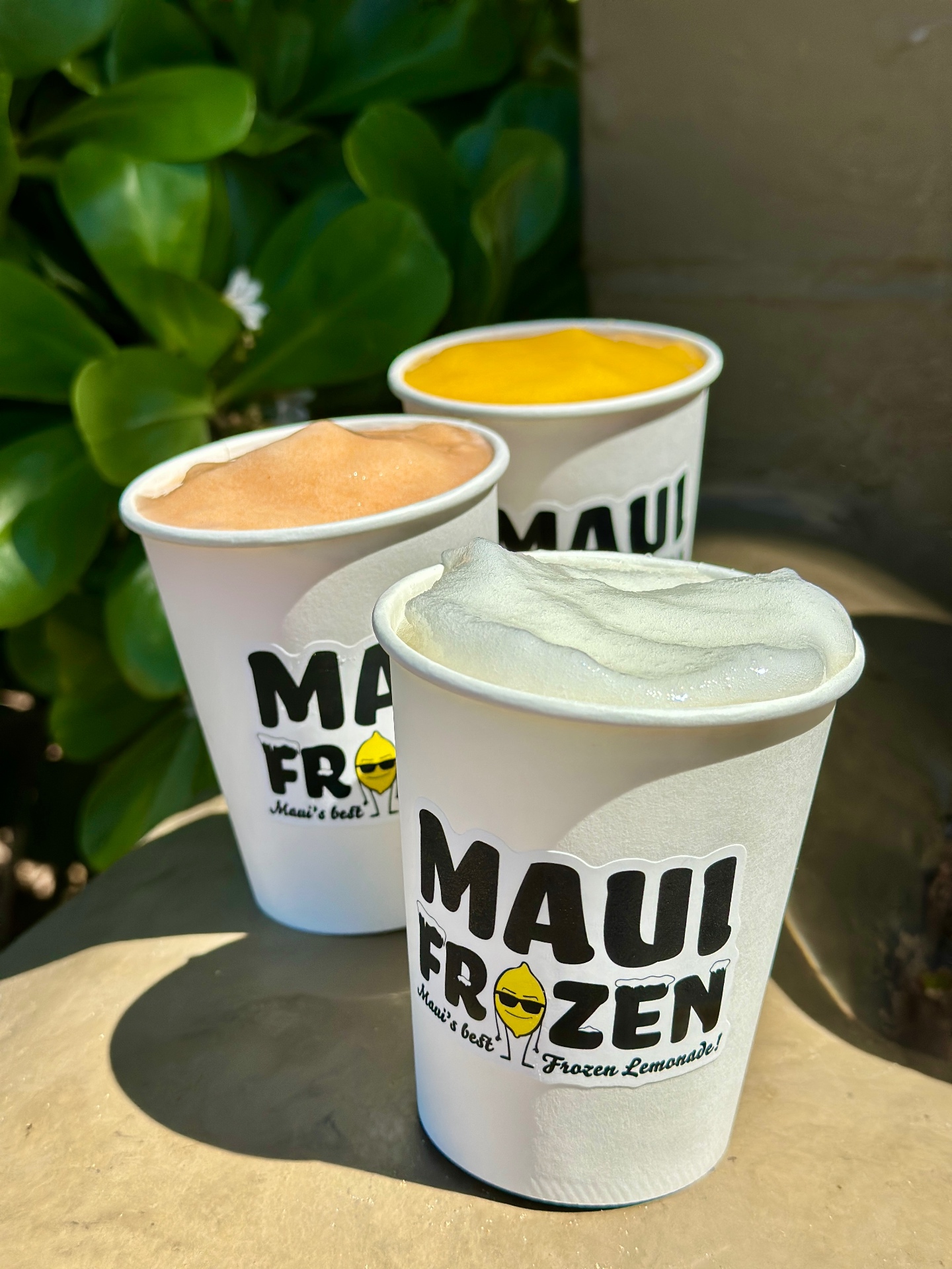 Three Maui Slush cups made with real fruit